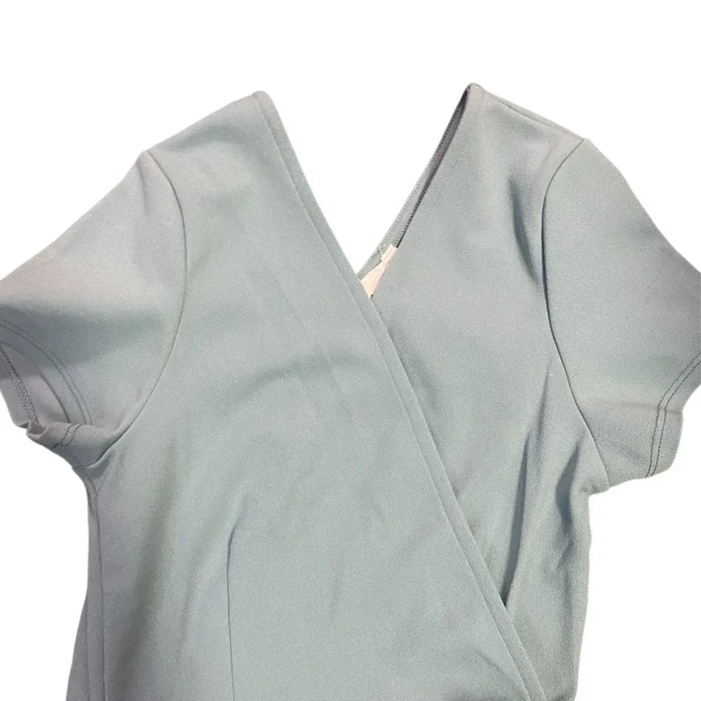 Dee Elly Faux Dress Romper Shorts, Zipper Back, Side Tie, Aqua Color, Small NWOT
